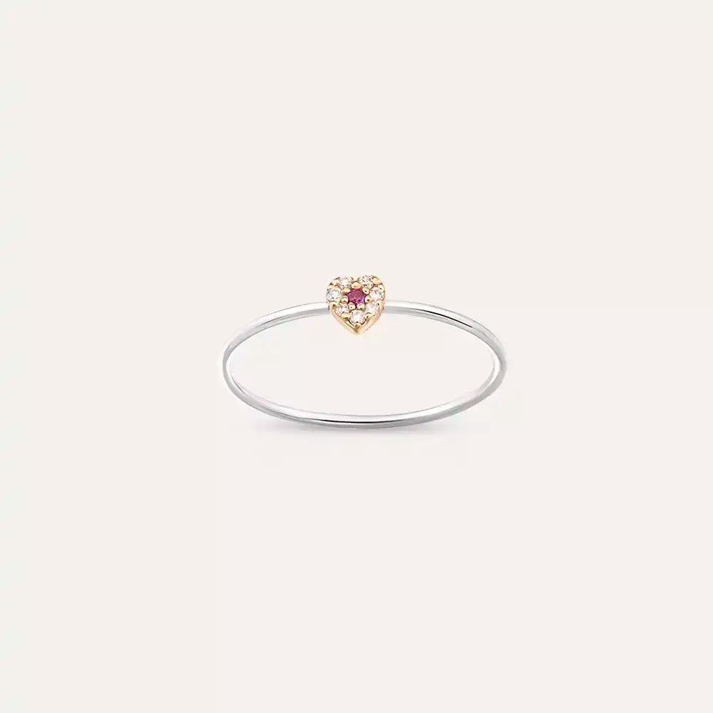 Hearts 0.07 CT Pink Safir ve Pırlanta Taşlı Yüzük