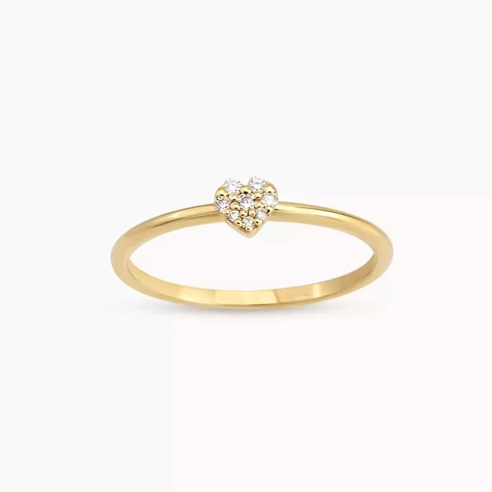 Hearts Pırlanta Taşlı Sarı Altın Yüzük