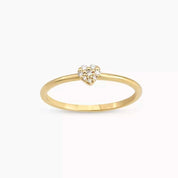 Hearts Pırlanta Taşlı Sarı Altın Yüzük