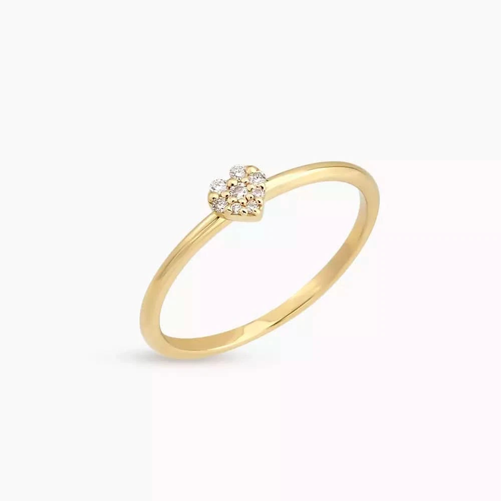 Hearts Pırlanta Taşlı Sarı Altın Yüzük