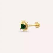 Heavy Zümrüt Taşlı Sarı Altın Piercing