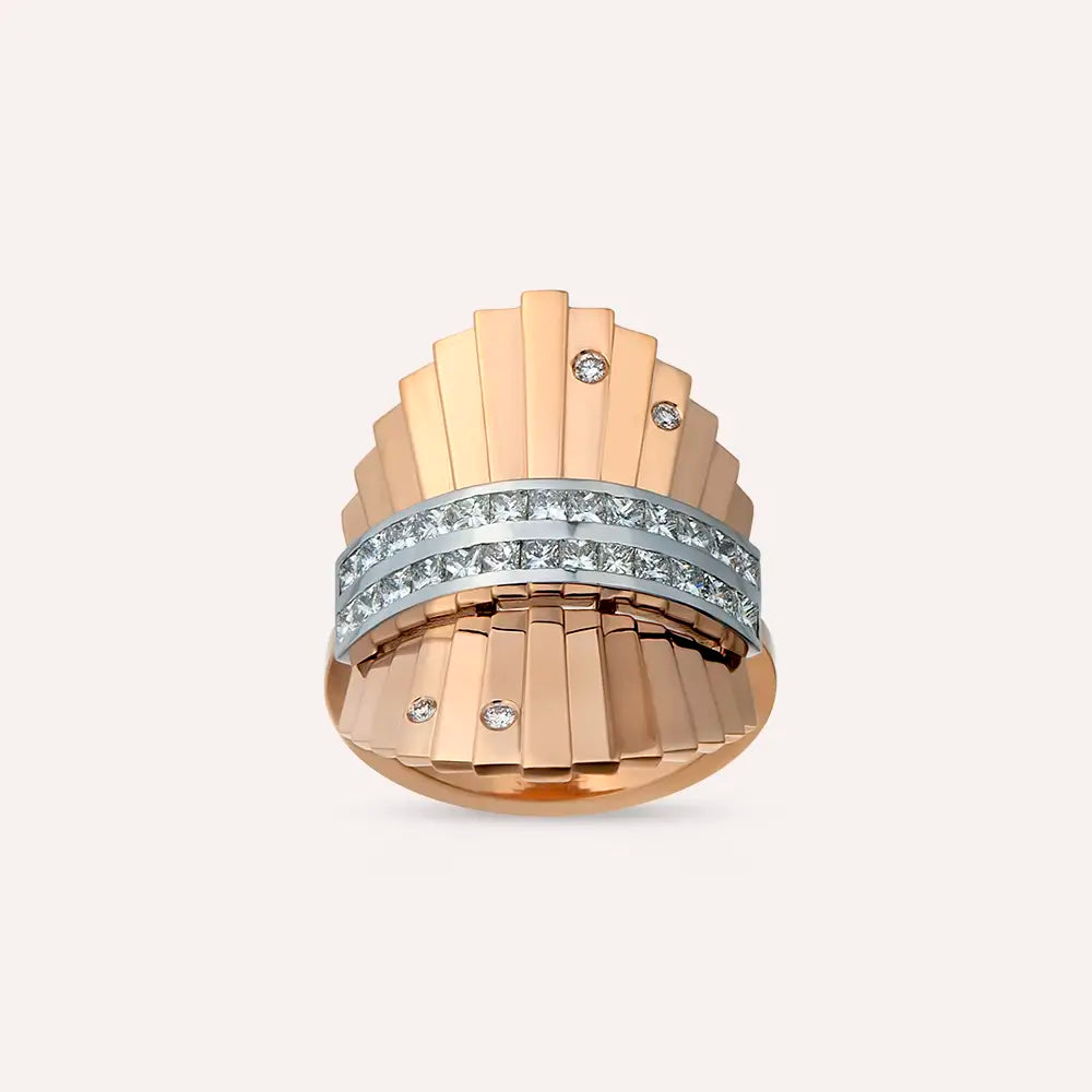 Hera 0.99 CT Prenses Kesim Pırlanta Taşlı Rose Altın Yüzük