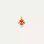 Hue Orange Safir Taşlı Rose Altın Tek Küpe