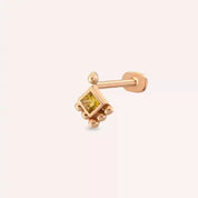 Hue Yellow Safir Taşlı Rose Altın Piercing