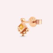 Hue Yellow Safir Taşlı Rose Altın Tek Küpe