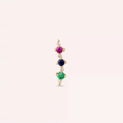 Hued Çok Renkli Taşlı Rose Altın Tek Küpe