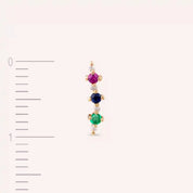 Hued Çok Renkli Taşlı Rose Altın Tek Küpe