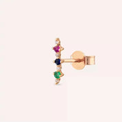 Hued Çok Renkli Taşlı Rose Altın Tek Küpe