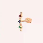Hued Pırlanta, Safir, Yakut ve Zümrüt Taşlı Rose Altın Piercing