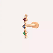 Hued Pırlanta, Safir, Yakut ve Zümrüt Taşlı Rose Altın Piercing