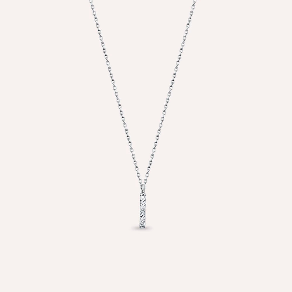 I Harf 0.04 CT Pırlanta Taşlı Beyaz Altın Kolye