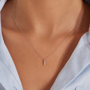 I Harf 0.04 CT Pırlanta Taşlı Beyaz Altın Kolye