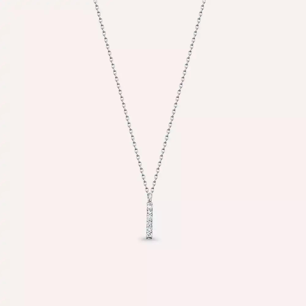 I Harf 0.04 CT Pırlanta Taşlı Beyaz Altın Kolye