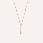 İ Harfi 0.05 CT Pırlanta Taşlı Rose Altın Kolye