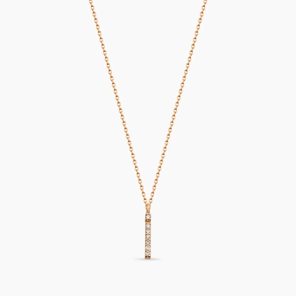 İ Harfi 0.05 CT Pırlanta Taşlı Rose Altın Kolye