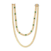 İki Sıra Zümrüt Taşlı Gurmet Zincir