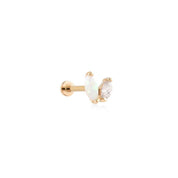 İkili Markiz Kesim Opalit ve Zirkon Taşlı Altın Tragus Piercing