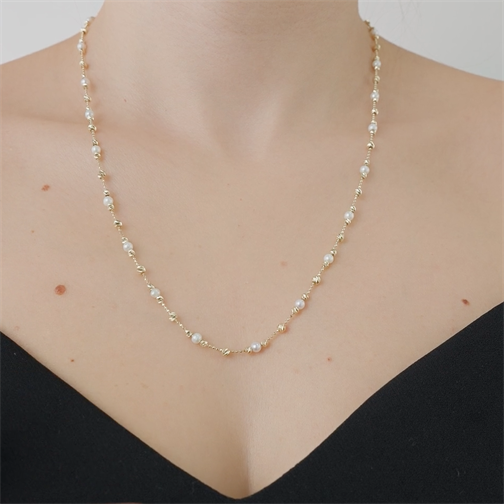 İnci Top Top Altın Kolye