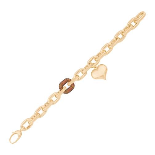İtalyan Tasarım Kalp Sallantılı Altın Bileklik