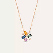 Jolly 1.38 CT Multicolor Safir ve Pırlanta Taşlı Rose Altın Kolye