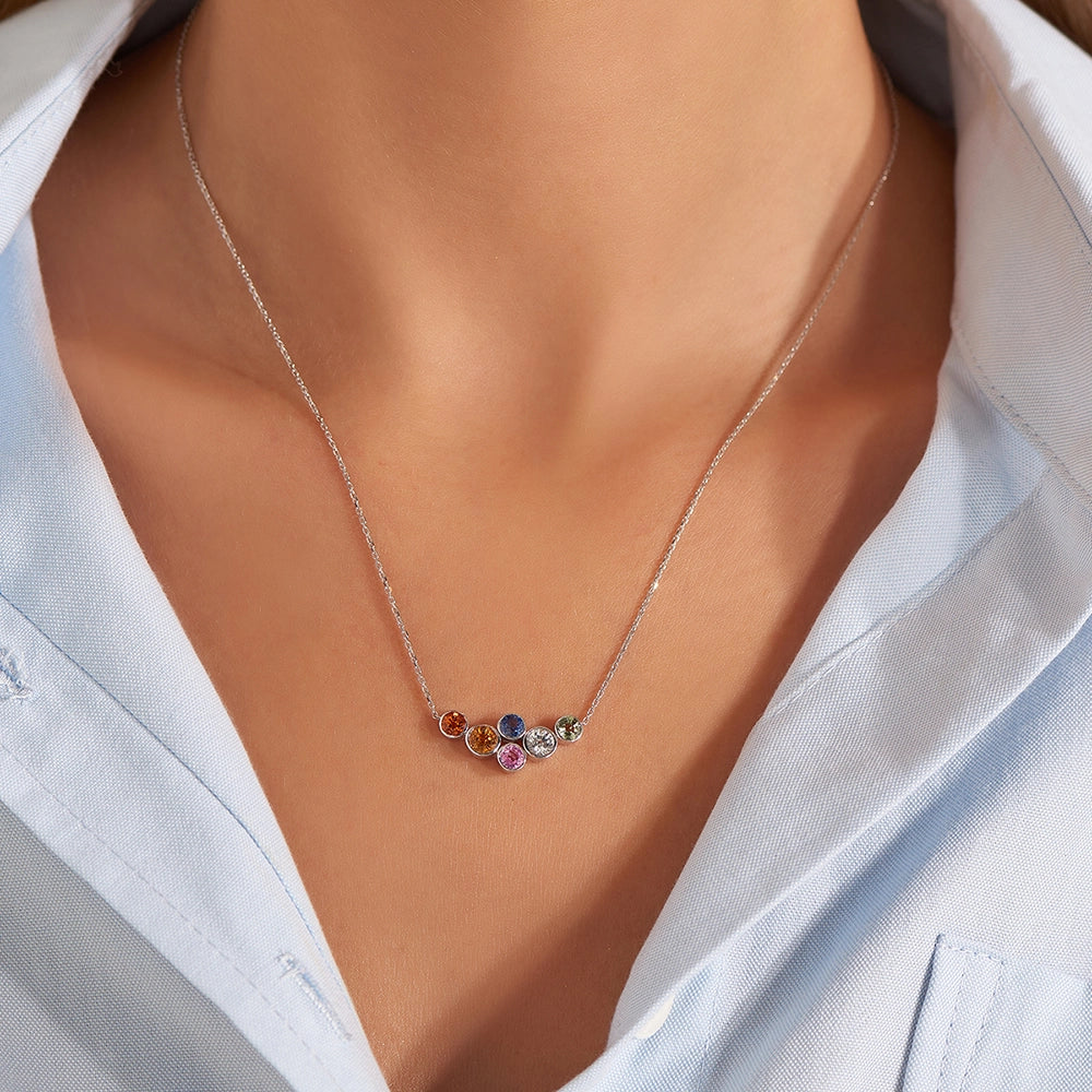 Juno 2.60 CT Multicolor Safir Taşlı Beyaz Altın Kolye