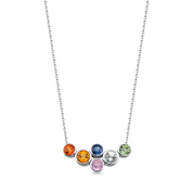 Juno 2.60 CT Multicolor Safir Taşlı Beyaz Altın Kolye