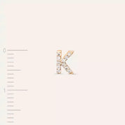 K Harf Pırlanta Taşlı Sarı Altın Tek Küpe