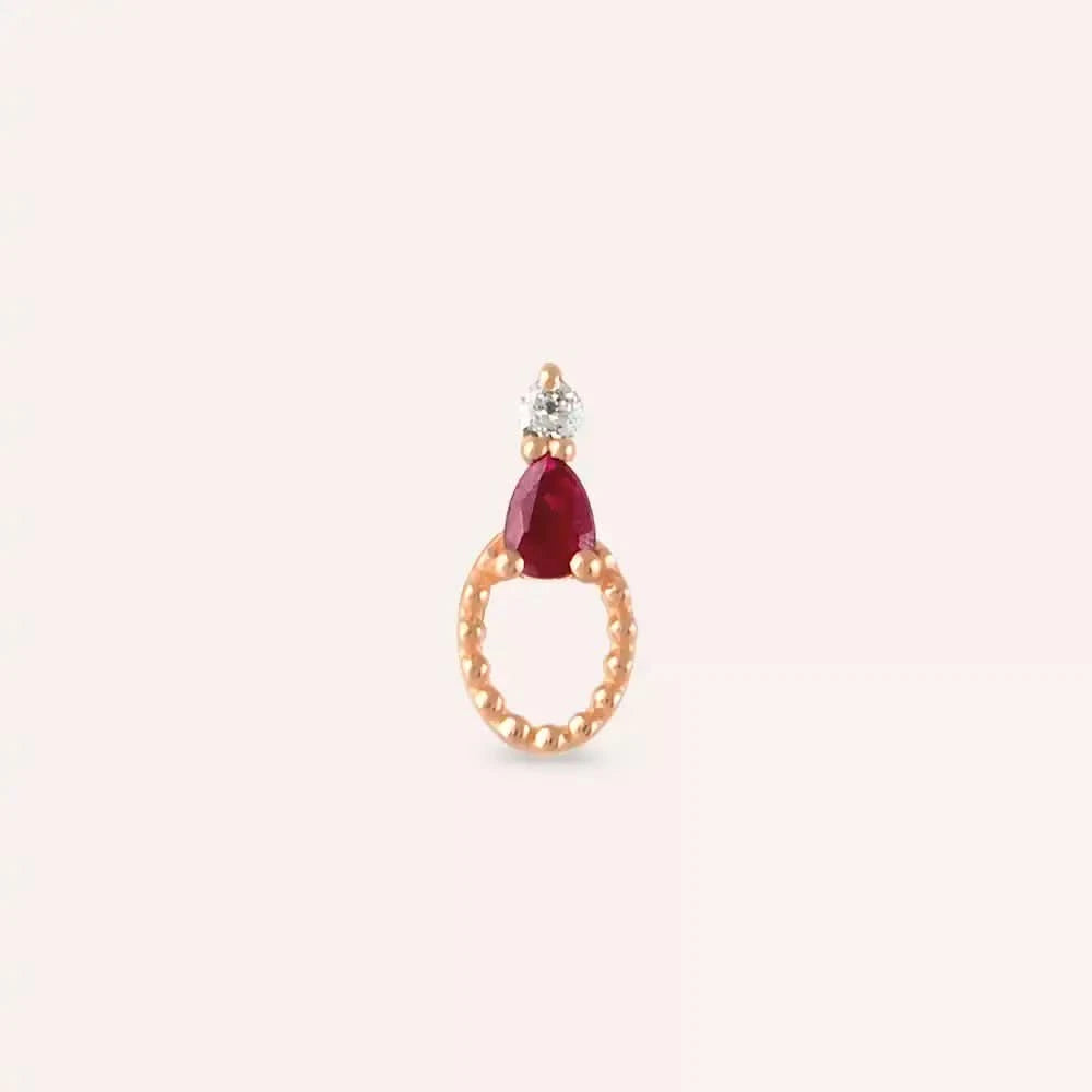 Kalei Yakut ve Pırlanta Taşlı Rose Altın Piercing