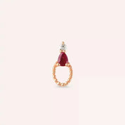 Kalei Yakut ve Pırlanta Taşlı Rose Altın Piercing