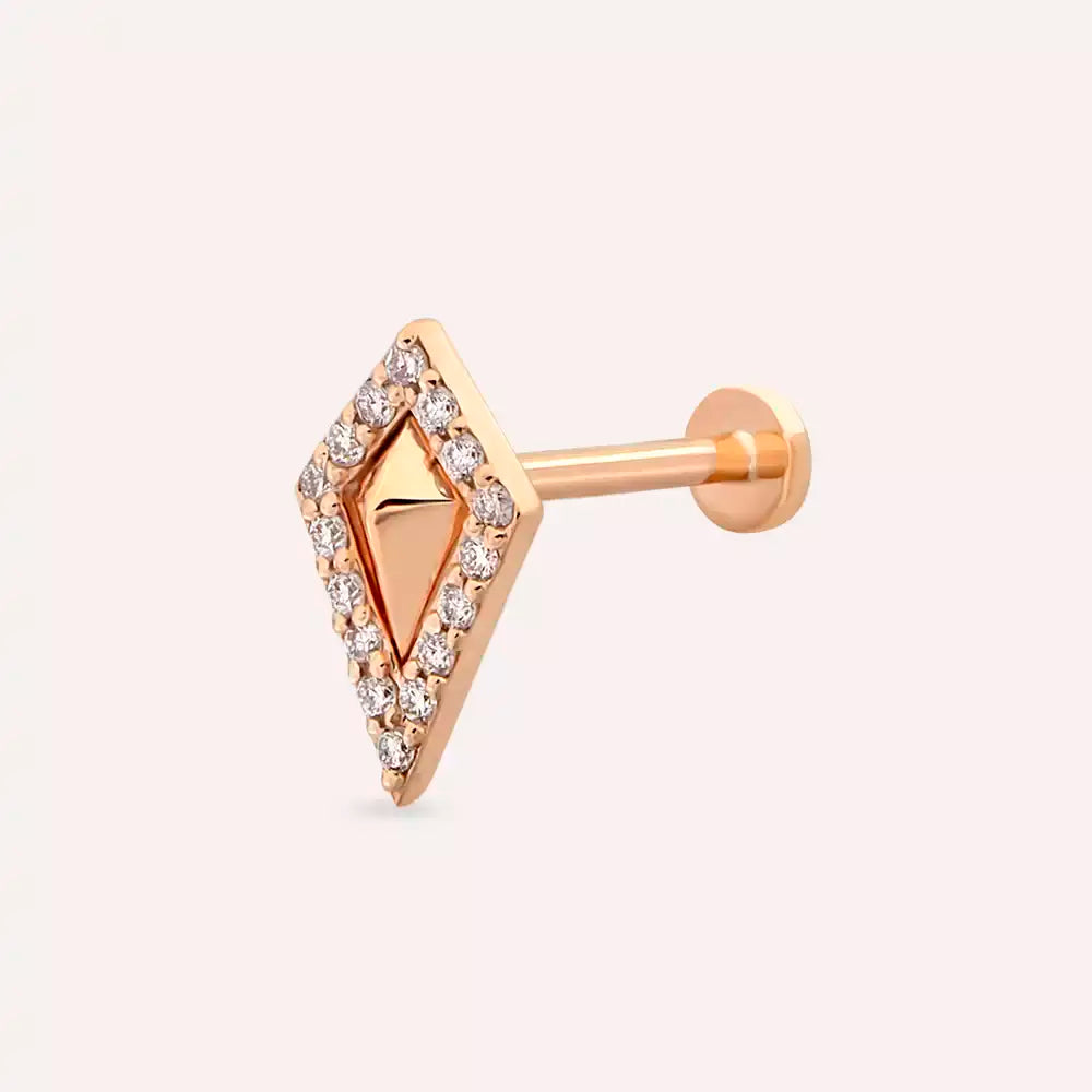 Kite Pırlanta Taşlı Rose Altın Piercing