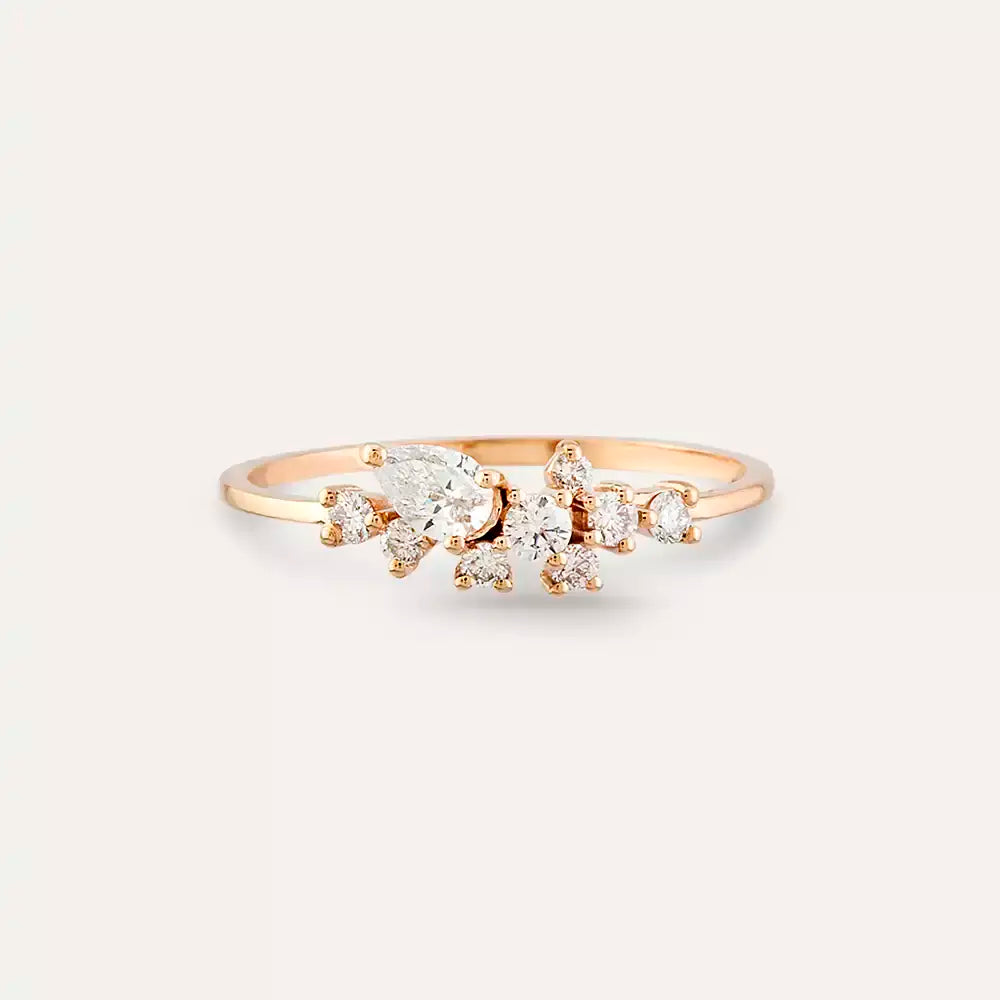 Rina 0.46 CT Pırlanta Taşlı Rose Altın Yüzük