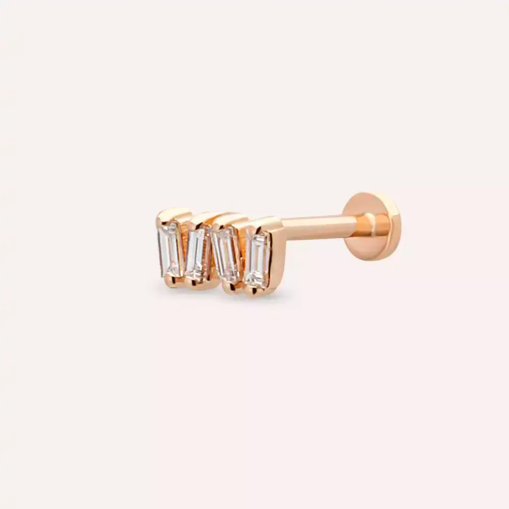 Knit Pırlanta Taşlı Rose Altın Piercing