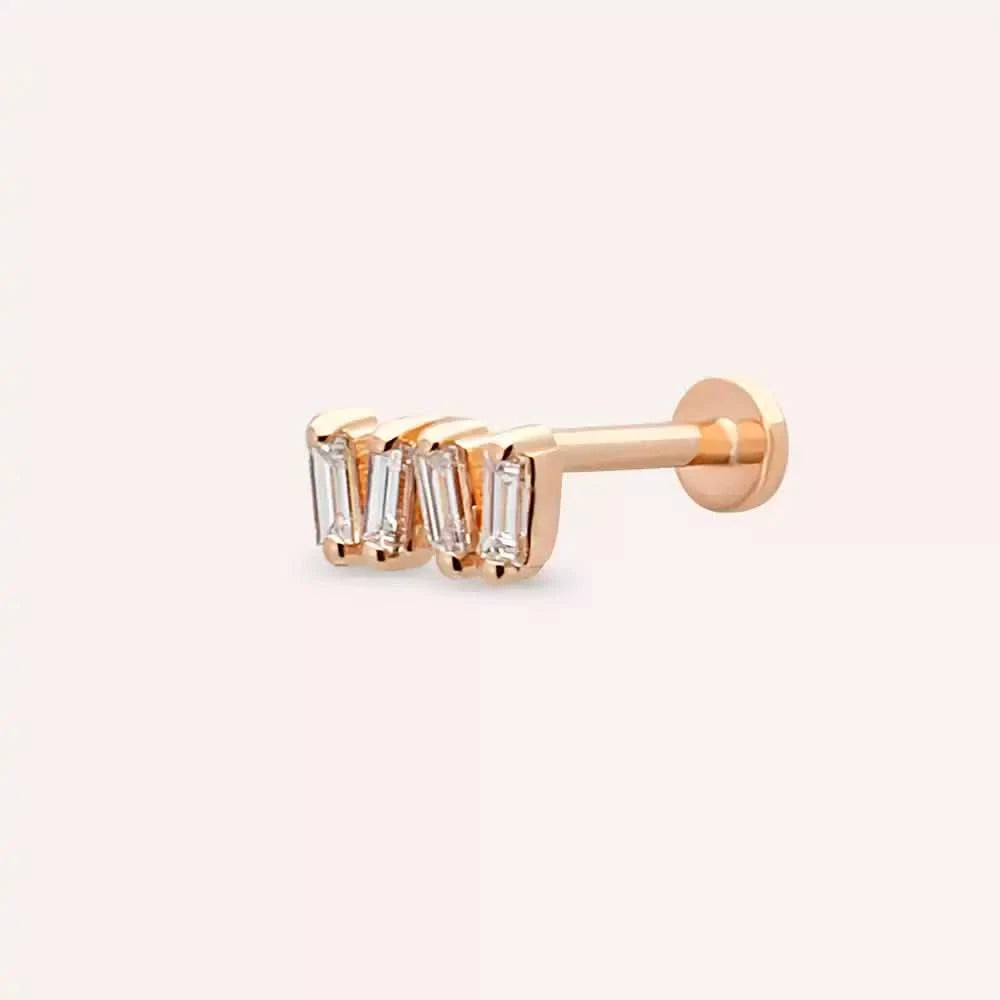 Knit Pırlanta Taşlı Rose Altın Piercing