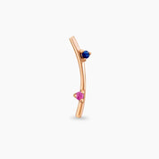 Koza Pink ve Blue Safir Taşlı Rose Altın Piercing