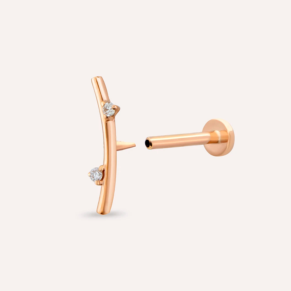 Koza Pırlanta Taşlı Rose Altın Piercing