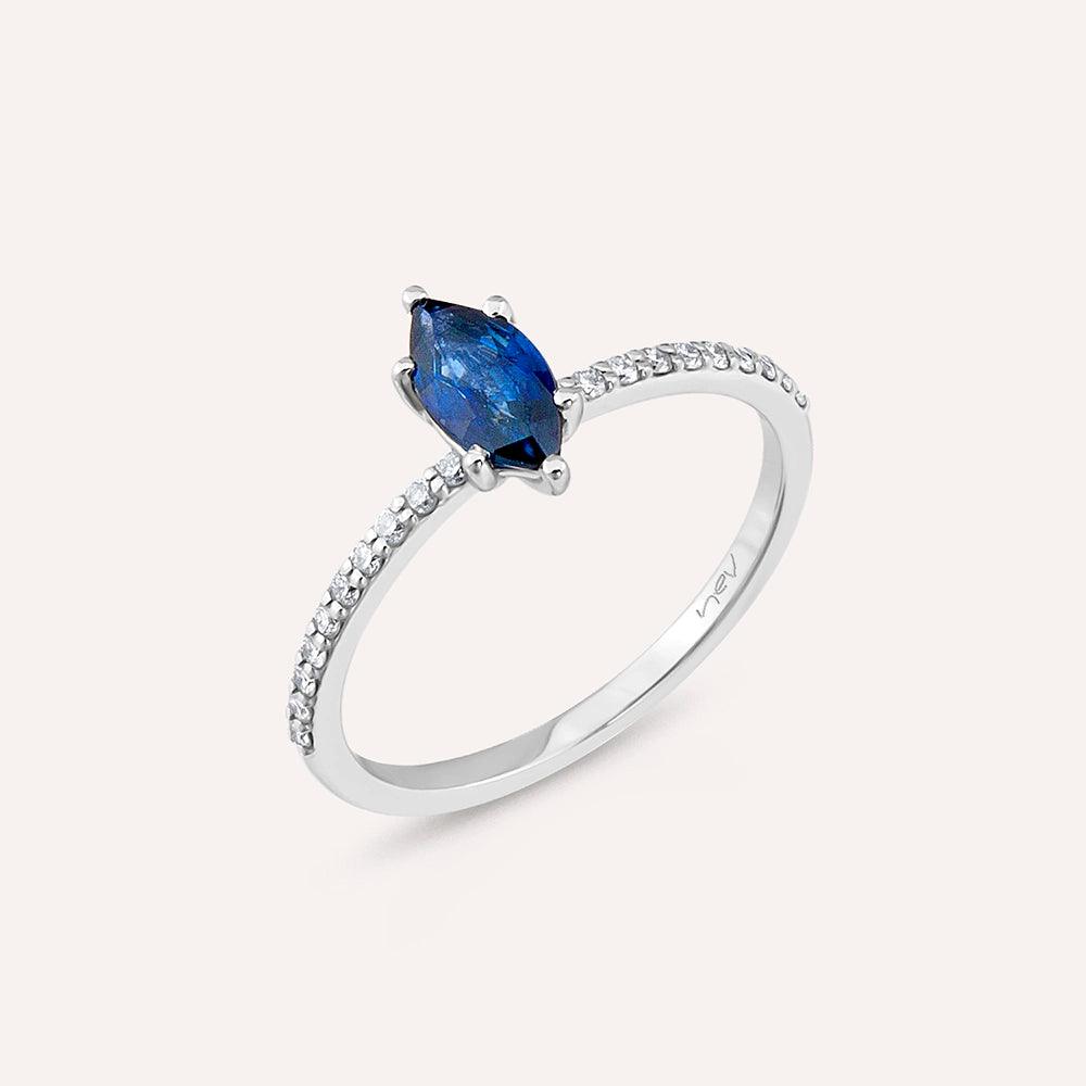 Kyra 0.75 CT Safir ve Pırlanta Taşlı Beyaz Altın Yüzük - Tufanlar Kuyumculuk