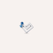 Labyrinth Blue Safir Taşlı Beyaz Altın Tek Küpe