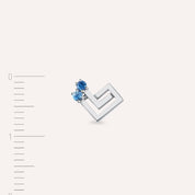 Labyrinth Blue Safir Taşlı Beyaz Altın Tek Küpe