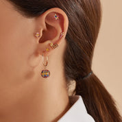 Labyrinth Yellow Safir Taşlı Rose Altın Tek Küpe