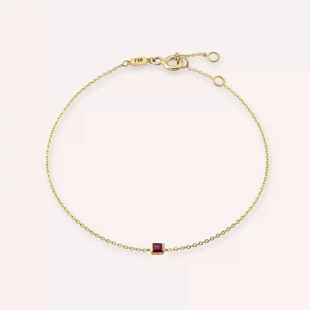 Lana Yakut Taşlı Sarı Altın Bileklik