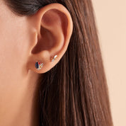 Laurel Multicolor Safir Taşlı Beyaz Altın Tek Küpe