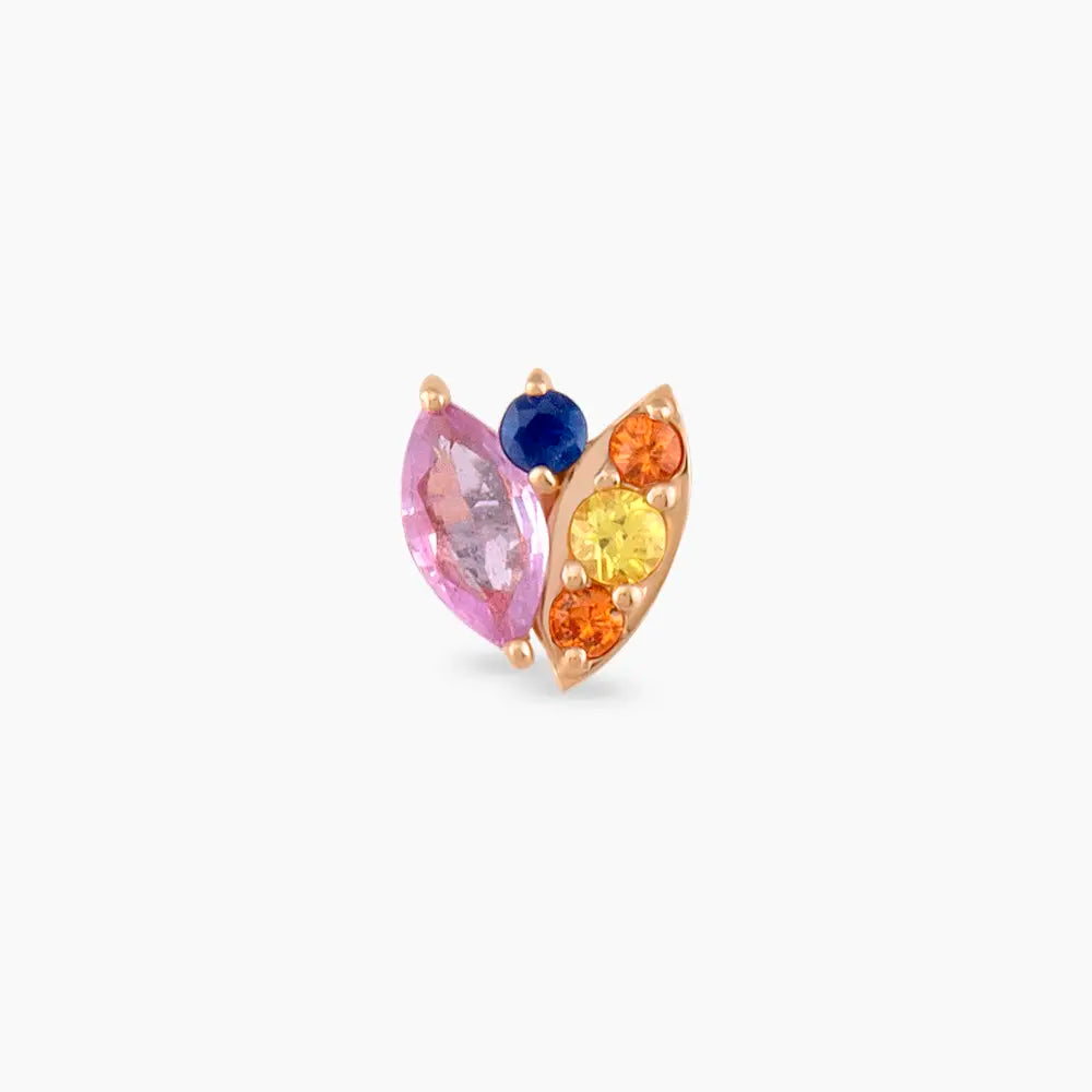Laurel Multicolor Safir Taşlı Rose Altın Piercing