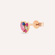 Laurel Multicolor Safir Taşlı Rose Altın Tek Küpe