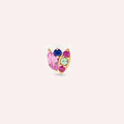 Laurel Multicolor Safir Taşlı Rose Altın Tek Küpe