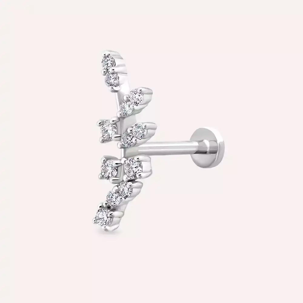 Laurel Pırlanta Taşlı Beyaz Altın Piercing