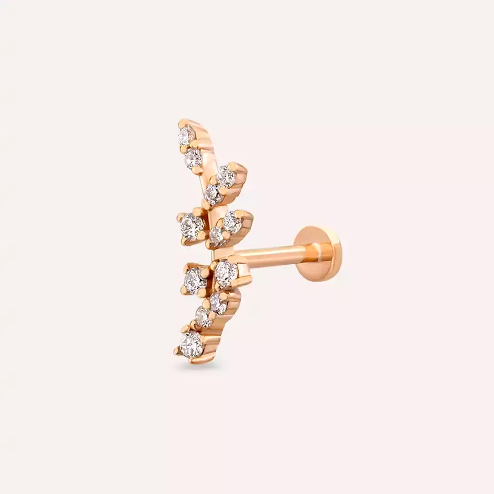 Laurel Pırlanta Taşlı Rose Altın Piercing