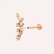 Laurel Pırlanta Taşlı Rose Altın Piercing