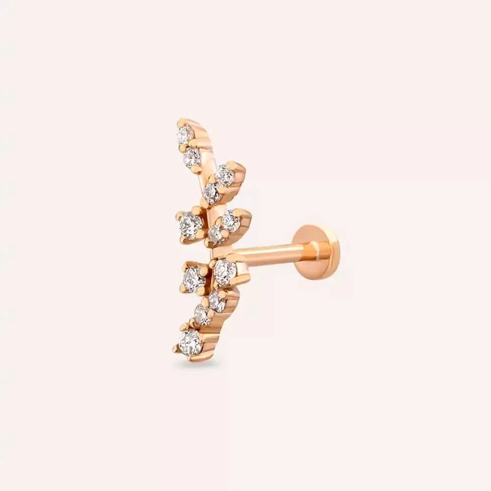 Laurel Pırlanta Taşlı Rose Altın Piercing