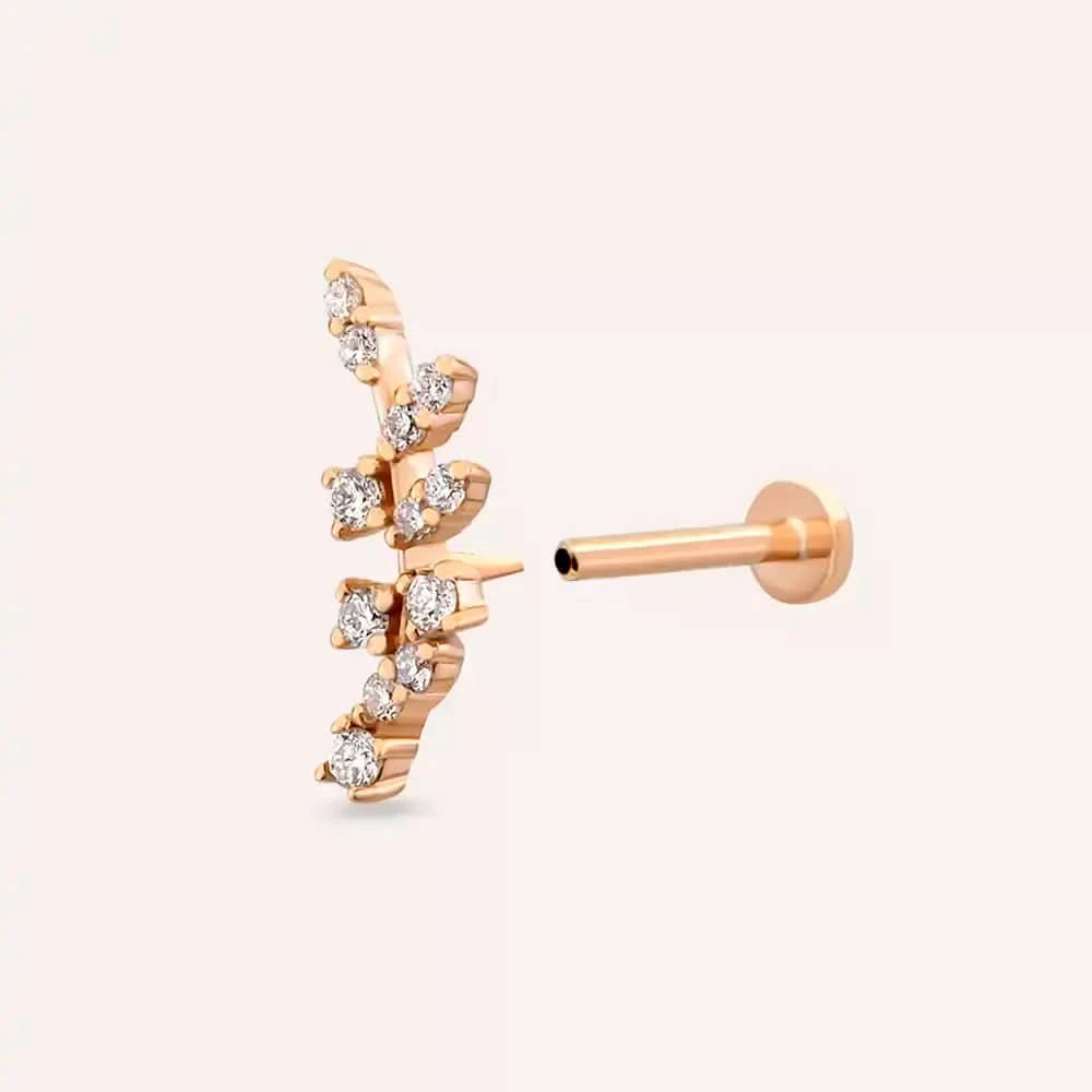 Laurel Pırlanta Taşlı Rose Altın Piercing