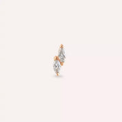 Leafy Pırlanta Taşlı Rose Altın Piercing